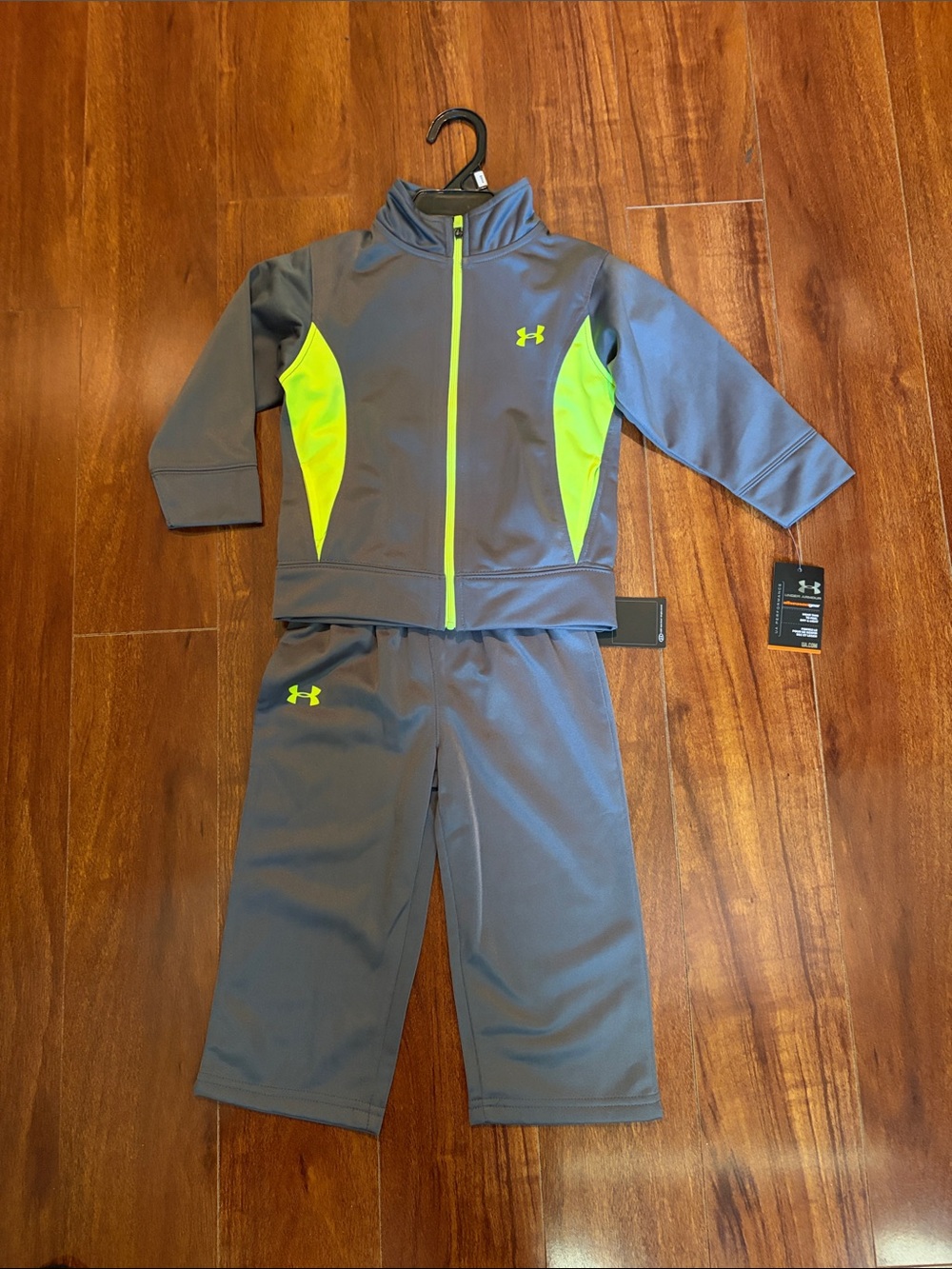 Under Armour Gray & Neon Yellow Kids Athletic Hoodie Set